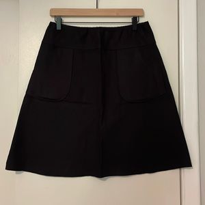 Handmade linen/cotton A-line skirt, black, pockets